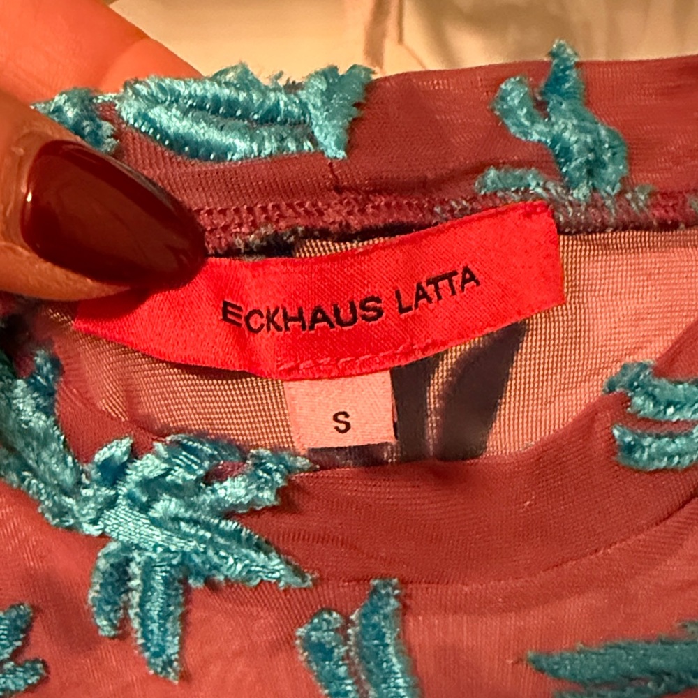 Eckhaus Latta Teal and Mauve Crop Top - Picture 3 of 3